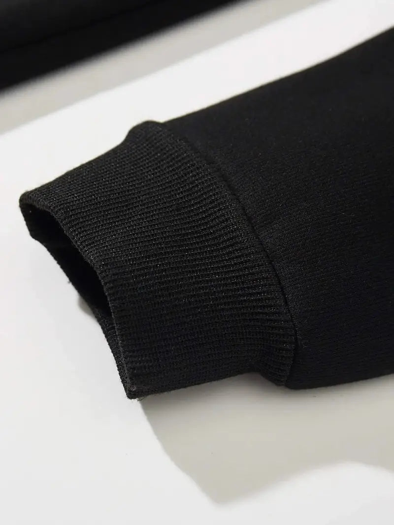 Düz Siyah Unisex Oversize Diken Desenli Hırka