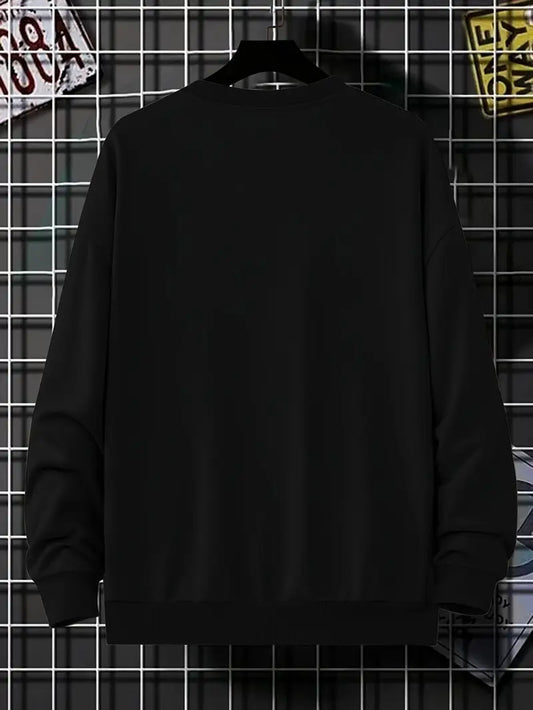 Siyah Unisex Oversize Kalp Baskılı Sweatshirt