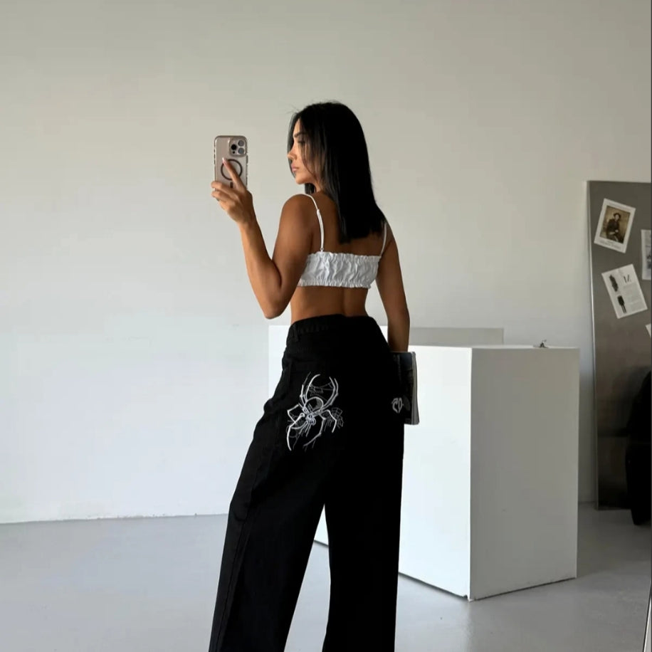 Örümcek Detail Baggy Unisex Pantolon