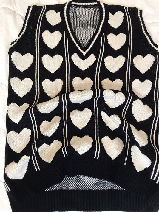 Çoklu Kalp Tasarımlı Unisex Streetwear Süveter