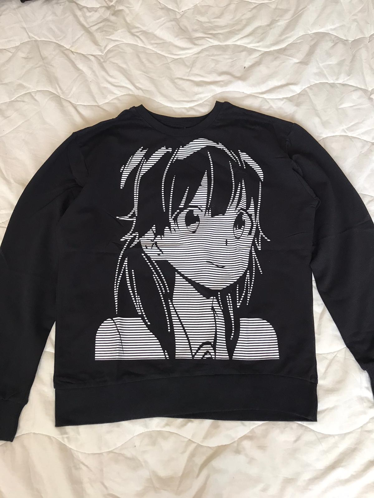 Siyah Anime Tasarımlı Unisex Sweatshirt