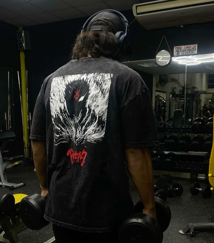 Anime Berserk : Sırt Baskılı Guts Yıkamalı (Unisex) T-Shirt