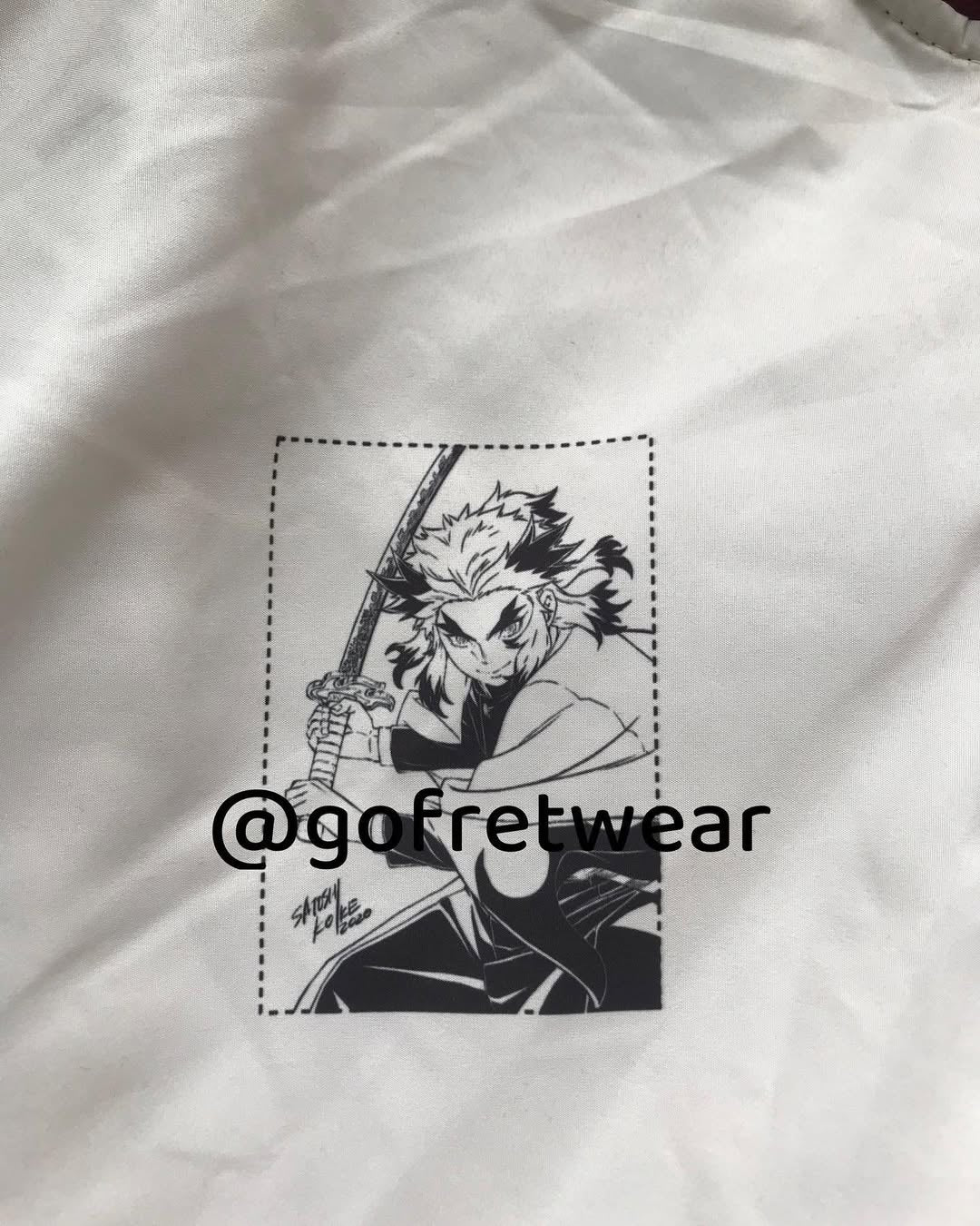 Bej Anime Flame Hashira Kyojuro Rengoku Unisex Bomber Ceket