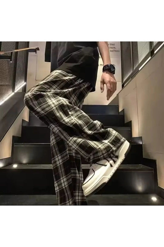 Harajuku y2k Kare Ekose Desenli Rahat Kalıp Unisex Pijama Eşofman Altı