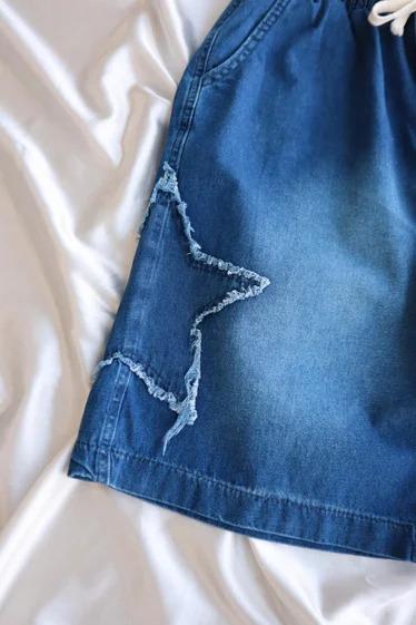 Lacivert Star Streetwear Kot Kısa Şort