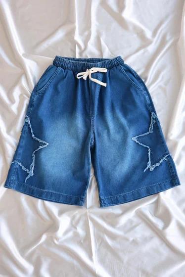 Lacivert Star Streetwear Kot Kısa Şort
