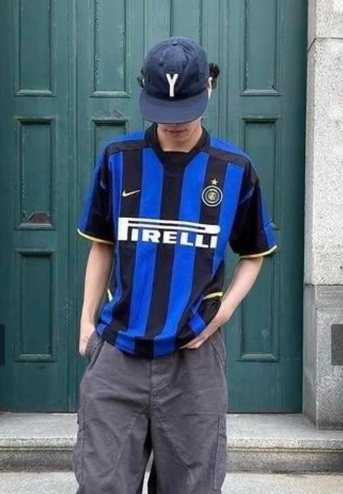 Mavi Siyah Çubuklu Inter Jersey T-Shirt