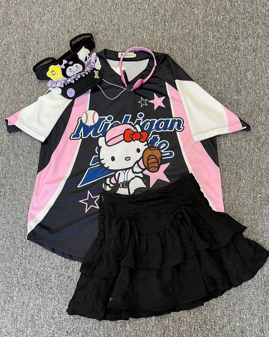 Siyah Hello Kitty Detail Jersey Forma