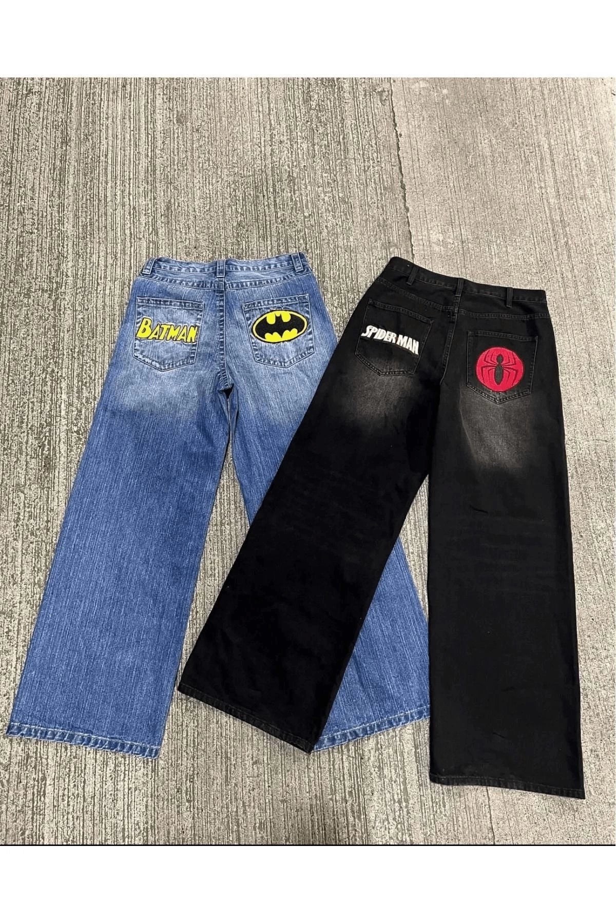 Spider-Man & Batman Detail Baggy Washable Jean