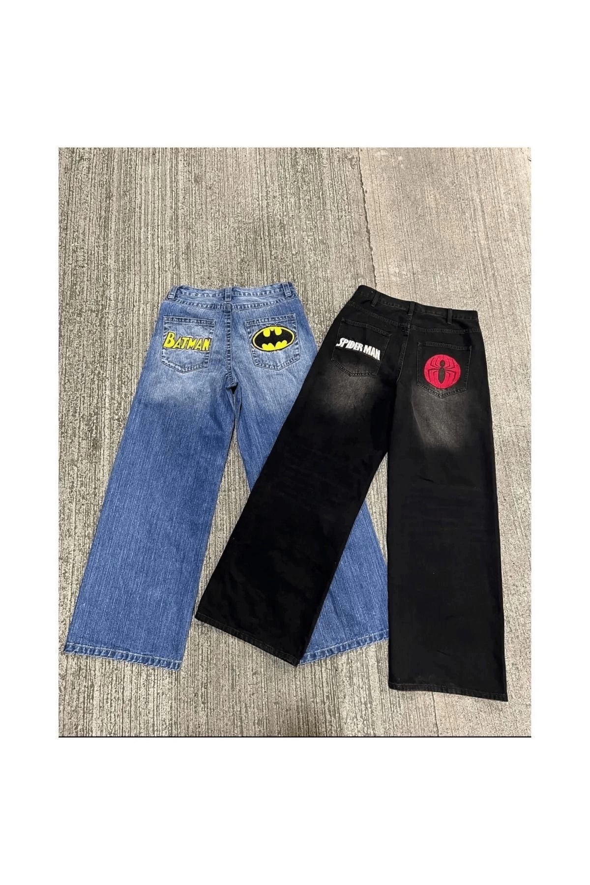 Spider Man Detail Baggy Yıkamalı Unisex Pantolon