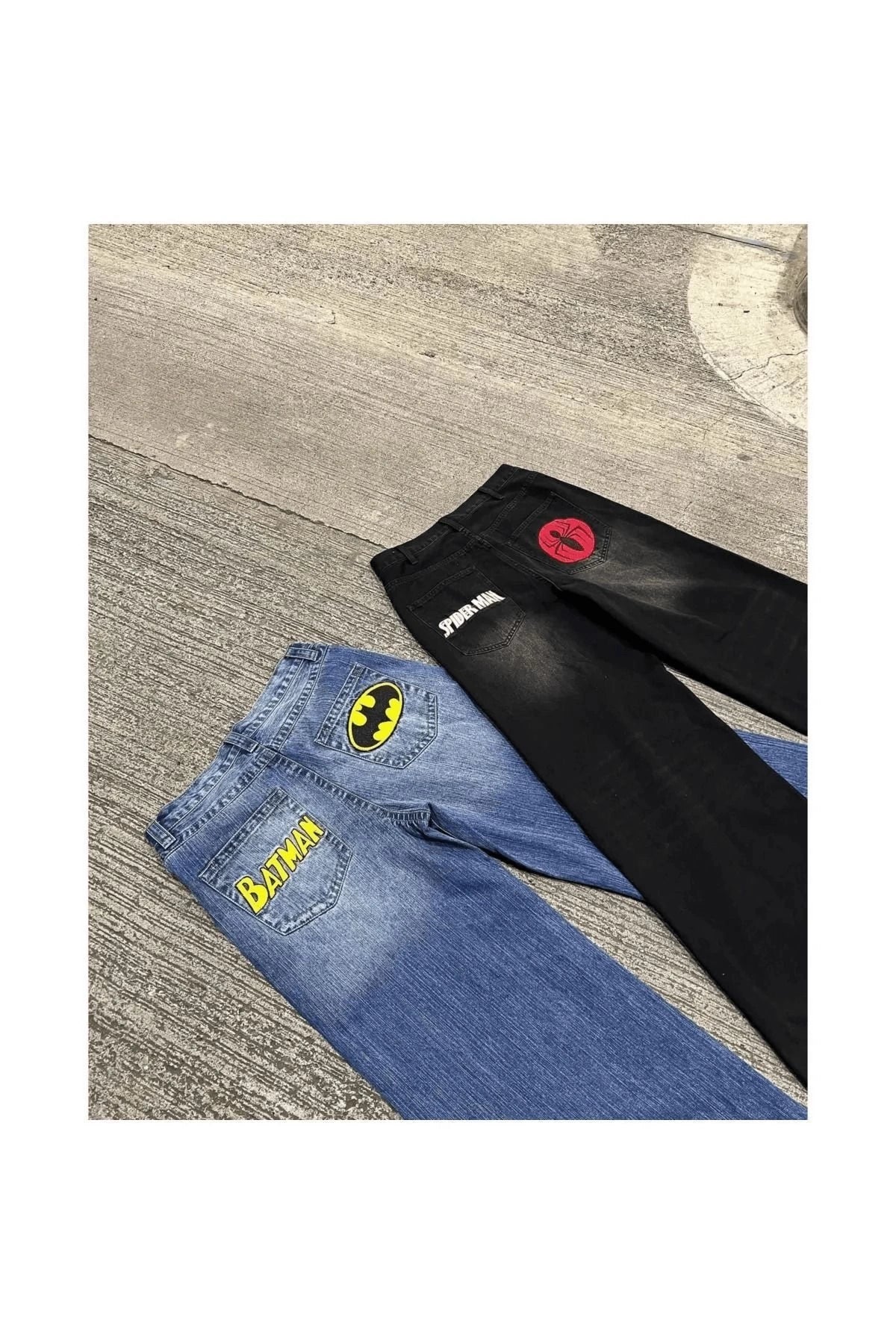 Spider Man Detail Baggy Yıkamalı Unisex Pantolon