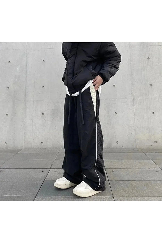 Vintage Harajuku Baggy Paraşüt Kumaş Line Detay Unisex Eşofman Altı