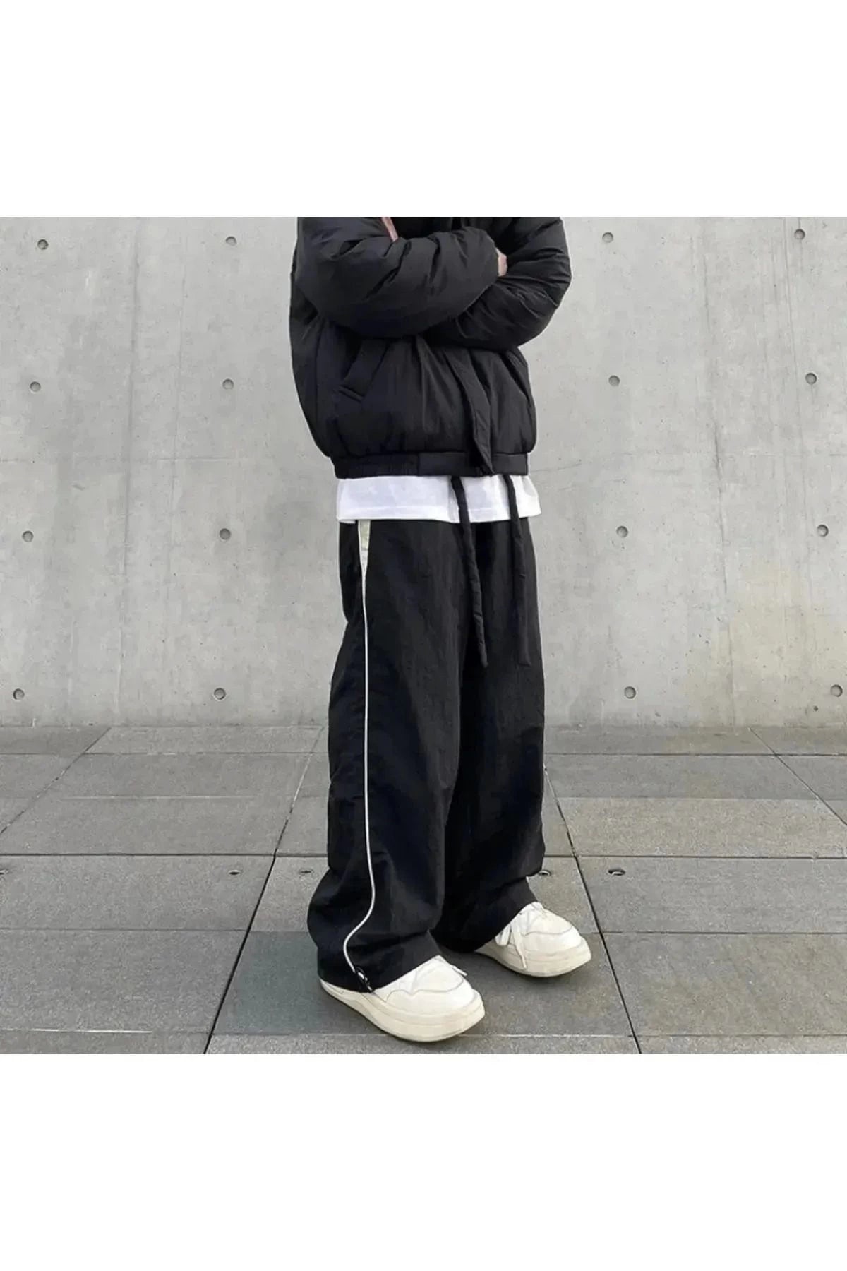 Vintage Harajuku Baggy Paraşüt Kumaş Line Detay Unisex Eşofman Altı