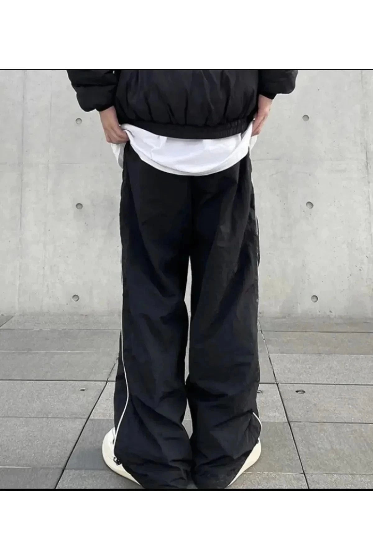Vintage Harajuku Baggy Paraşüt Kumaş Line Detay Unisex Eşofman Altı