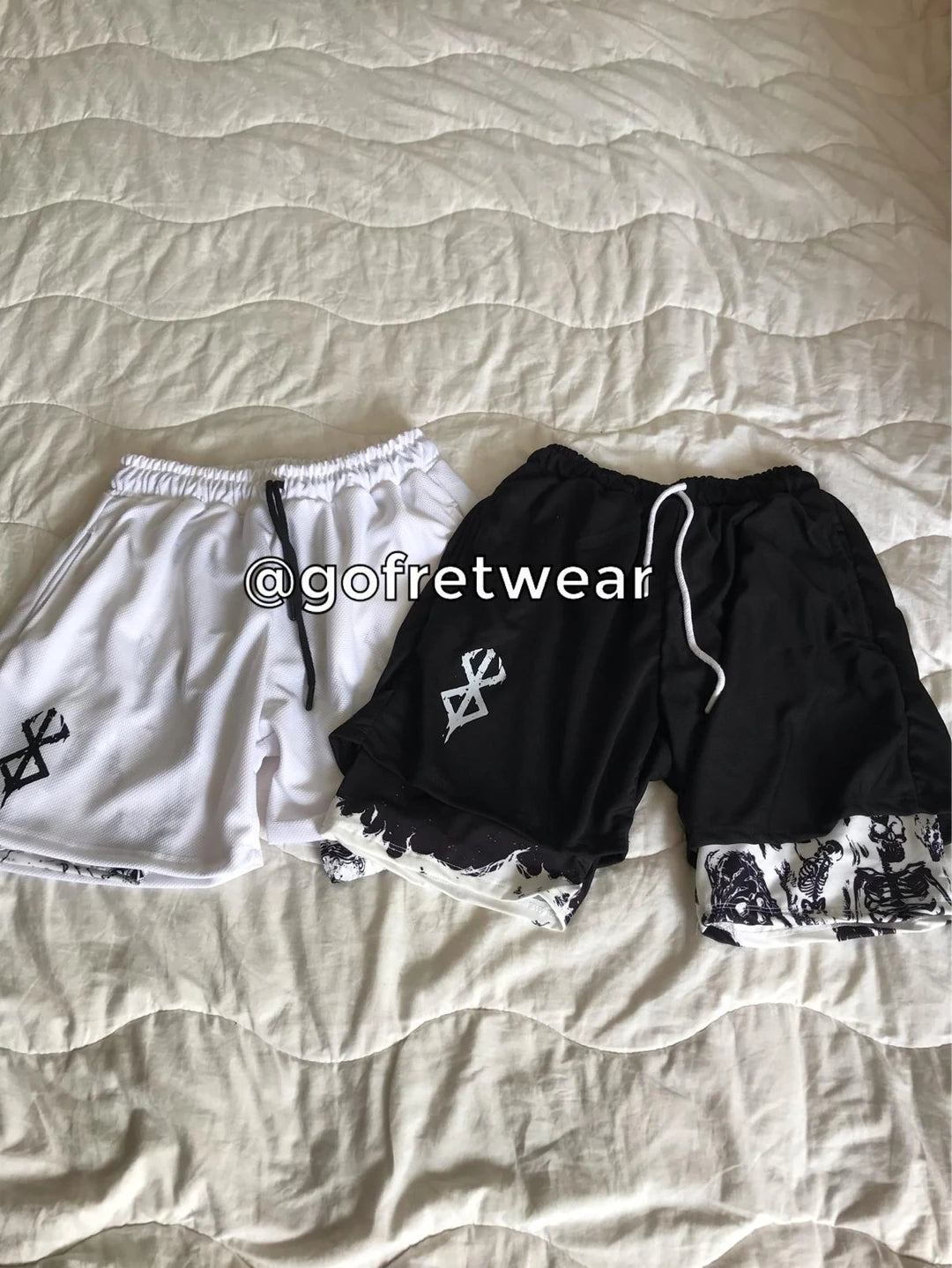 Anime Berserk Streetwear Siyah - Beyaz Şort