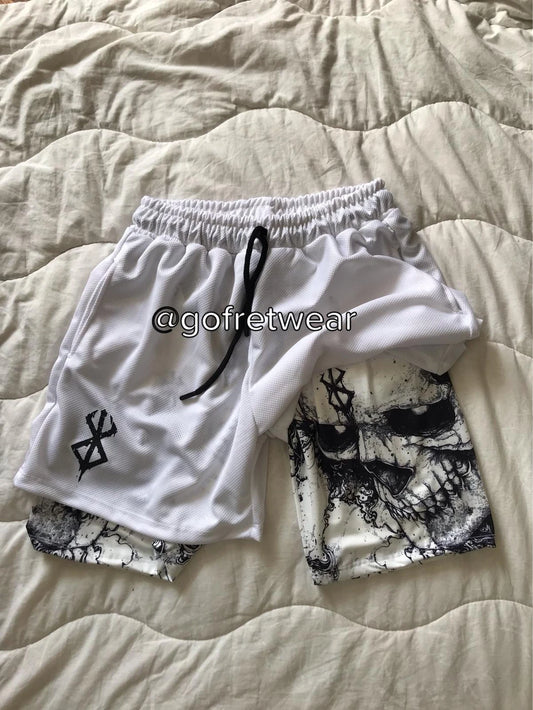 Anime Berserk Streetwear Siyah - Beyaz Şort