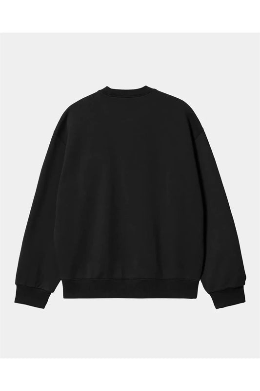Düz Siyah Unisex Oversize Bisiklet Yaka Sweatshirt