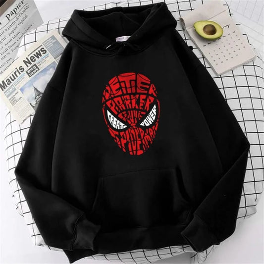 Spider Head Siyah Unisex Oversize Kapüşonlu Sweatshirt