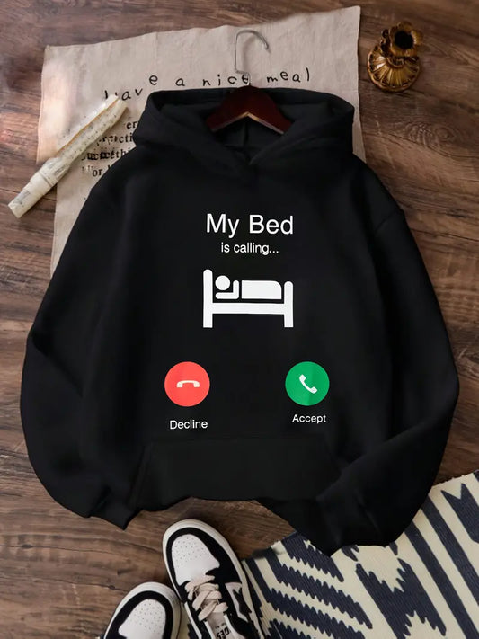 Siyah Unisex Oversize My Bed İs Calling Sweatshirt