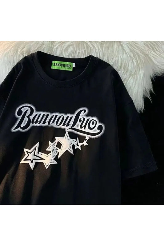 Y2k BUNAOULUO Detail Unisex Oversize Kalıp T-Shirt