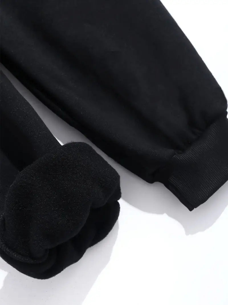 Siyah Unisex Oversize Diken ve Dal Baskılı Eşofman Altı