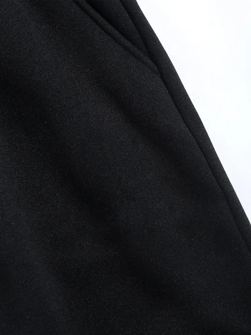 Siyah Unisex Oversize Diken ve Dal Baskılı Eşofman Altı