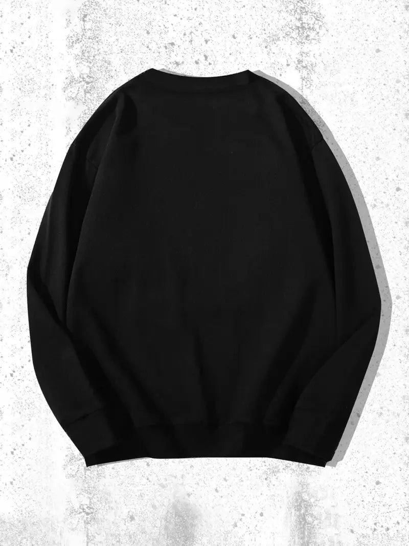 Siyah Unisex Oversize Beşgen Star Baskılı Sweatshirt