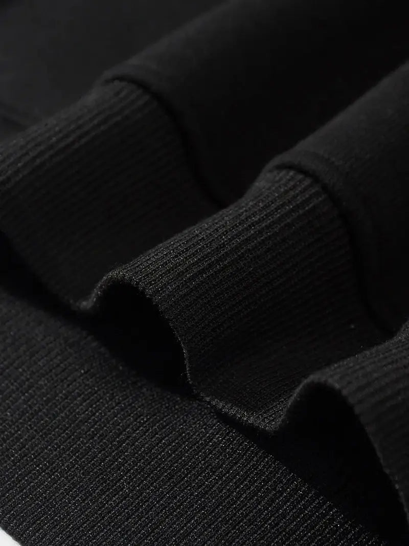 Düz Siyah Unisex Oversize  Diken Desenli Hırka