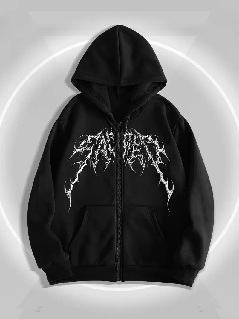 Düz Siyah Unisex Oversize Metal Tonlu Hırka