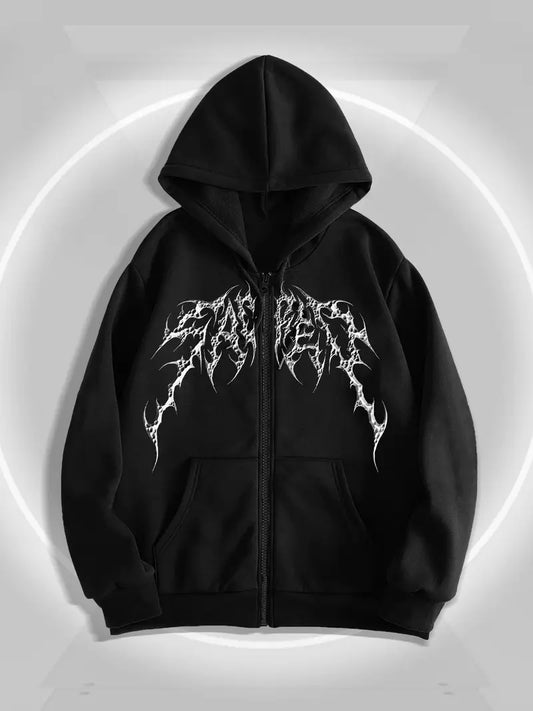 Düz Siyah Unisex Oversize Metal Tonlu Hırka