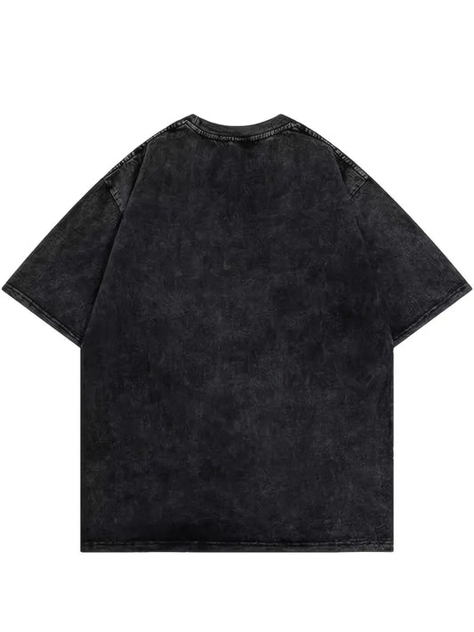 Gofret Wear Anime Grafik Baskılı Oversize Yıkamalı T-shirt