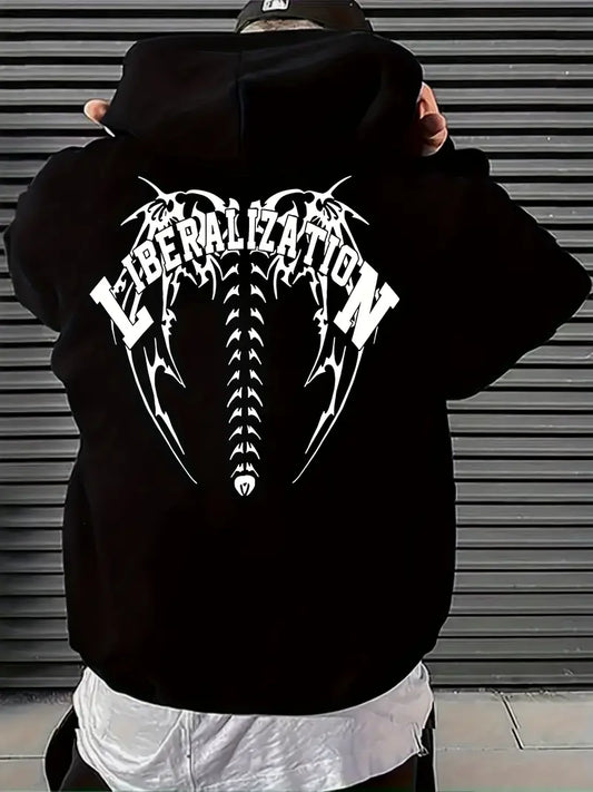 Siyah Unisex Oversize Liberalization Baskılı Sweatshirt