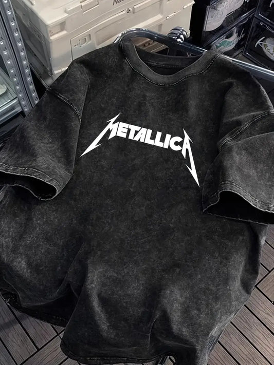 Metallica Yıkamalı Oversize T-shirt
