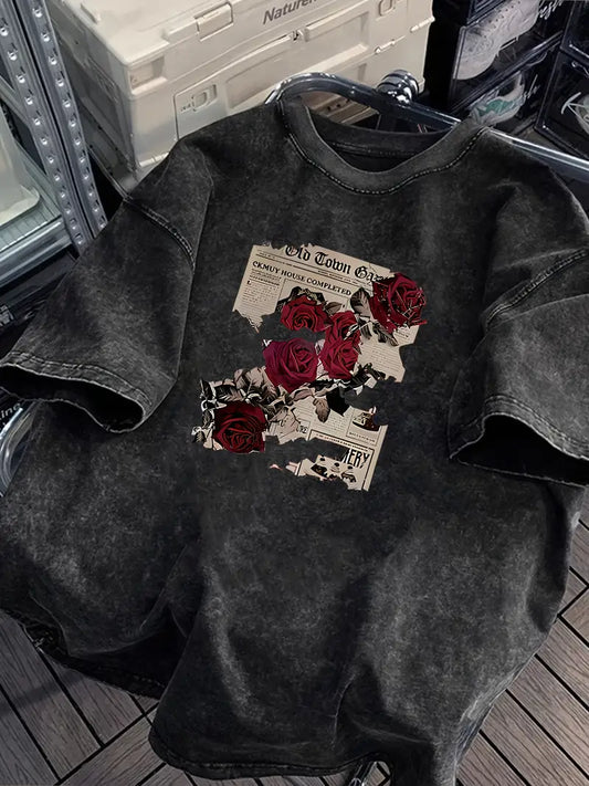 Gofret Wear Çiçek Tasarımlı Oversize T-shirt