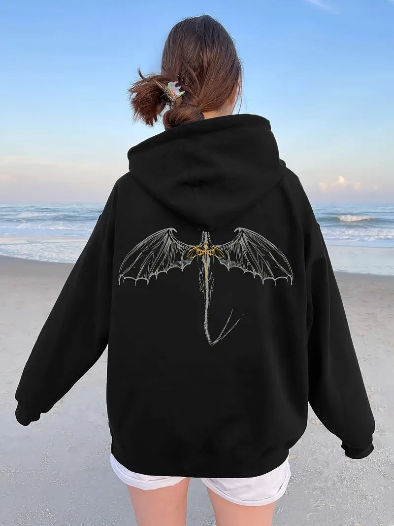 Siyah Unisex Oversize  Drawstring Sweatshirt