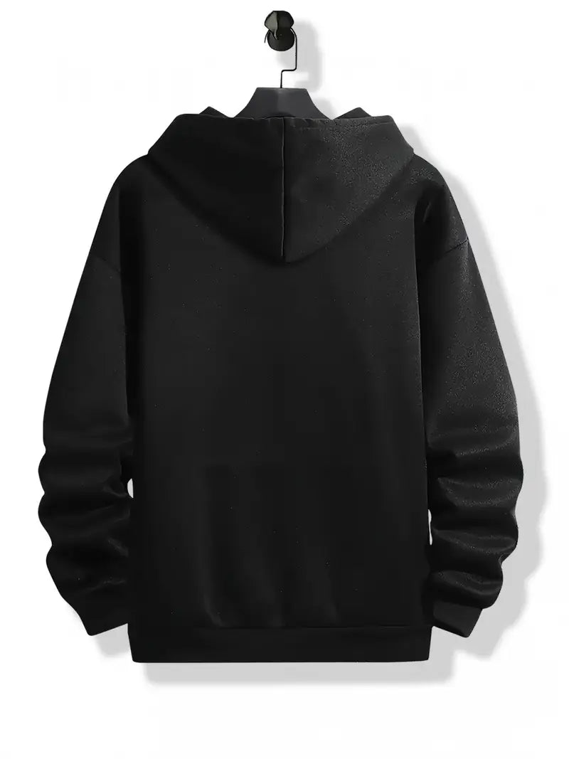 Düz Siyah Unisex Oversize  Kuş Silueti Baskılı Sweatshirt