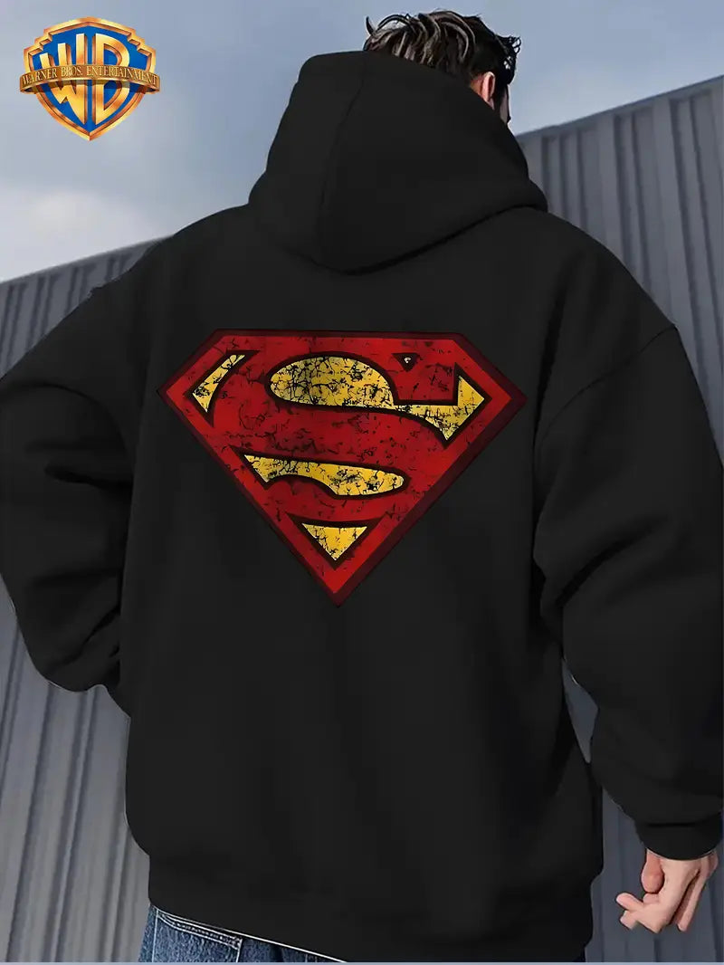 Siyah Unisex Oversize Süperman Sweatshirt