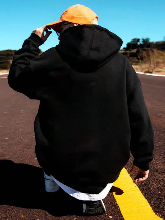 Düz Siyah Unisex Oversize Grafiti Sweatshirt