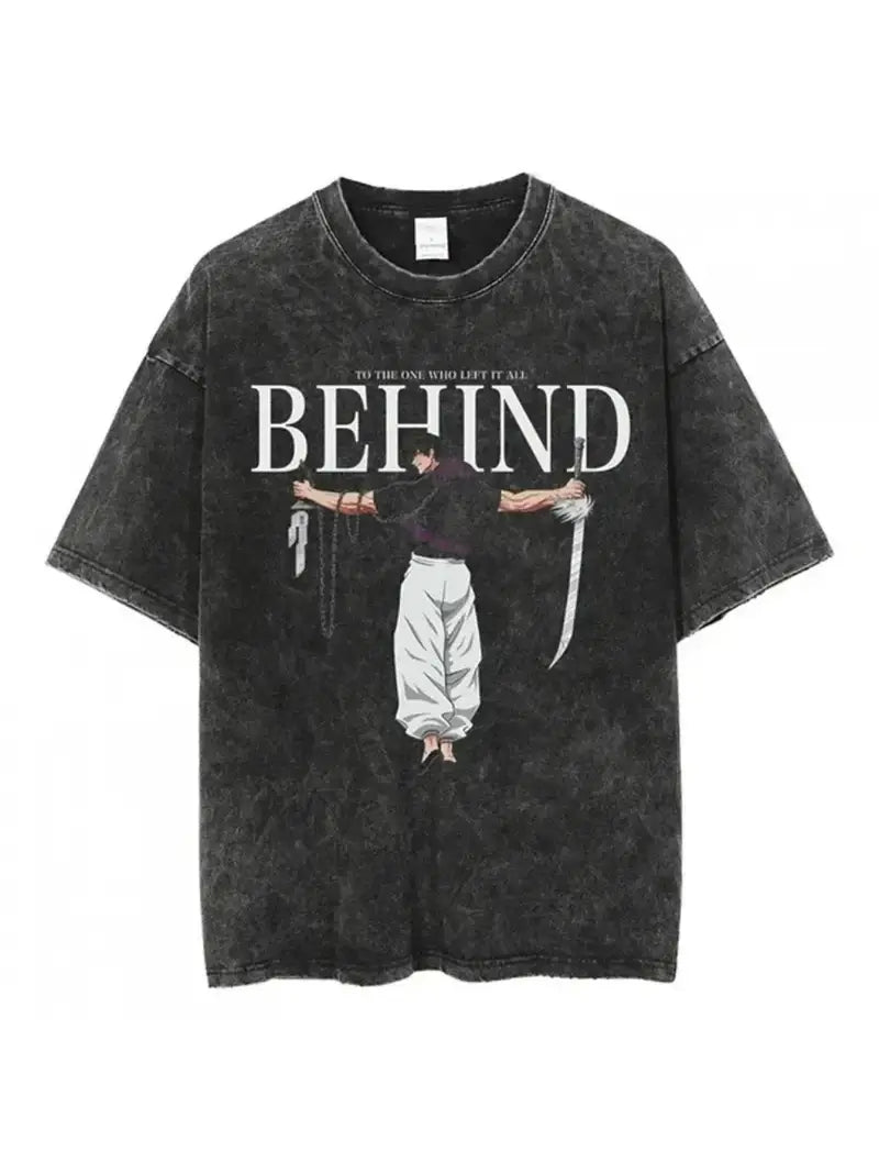 Gofret Wear Anime Grafik Baskılı Oversize Yıkamalı T-shirt