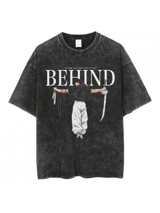 Gofret Wear Anime Grafik Baskılı Oversize Yıkamalı T-shirt