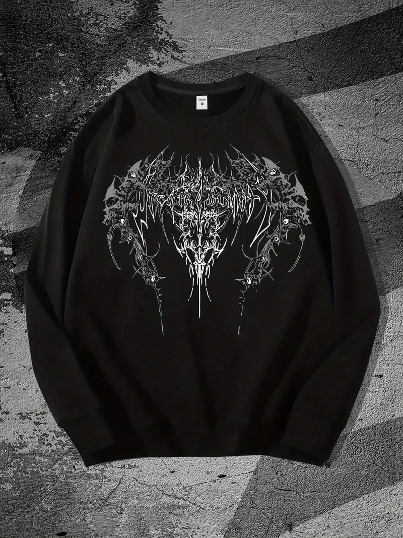 Düz Siyah Unisex Oversize Crew Neck Sweatshirt