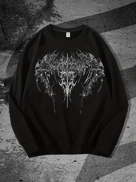 Düz Siyah Unisex Oversize Crew Neck Sweatshirt