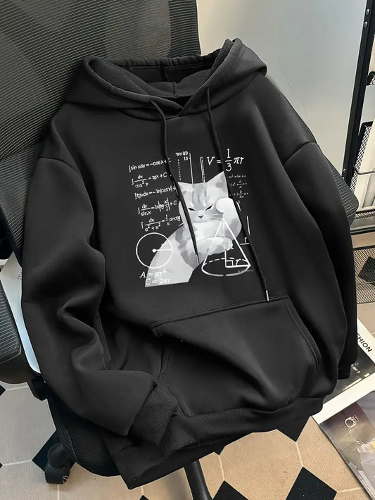 Siyah Unisex Oversize STEM Desenli Sweatshirt