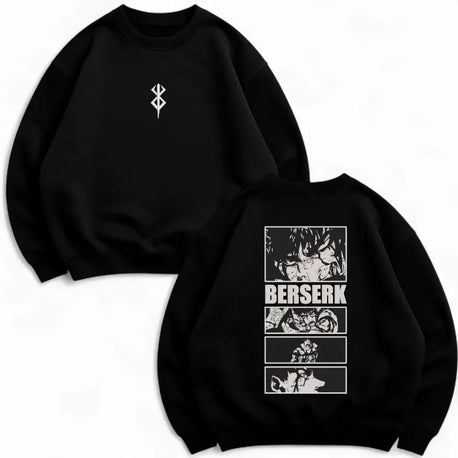 GFRT Berserk Ön Sırt Baskılı Siyah Unisex Oversize Sweatshirt