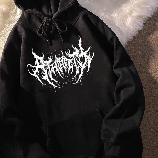 Gothic Atrocity Yazılı Kalın Kumaş Siyah Sweatshirt