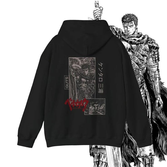 Berserk Ön Baskılı Siyah Oversize Hoodie