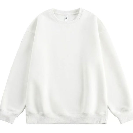 Düz Beyaz Unisex Oversize Kapüşonsuz Hoodie