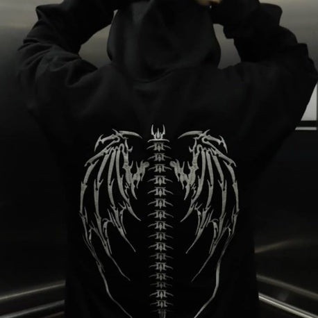 GFRT Kaburga Baskılı Siyah Unisex Oversize Sweatshirt