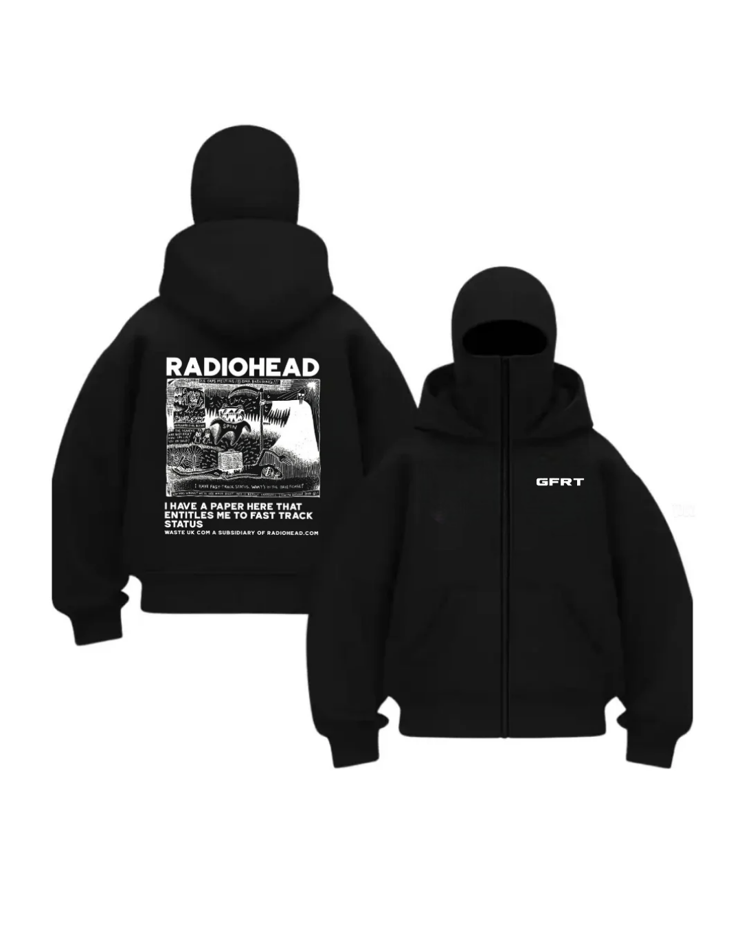 Düz Siyah Unisex Oversize Radiohead Maskeli Hırka