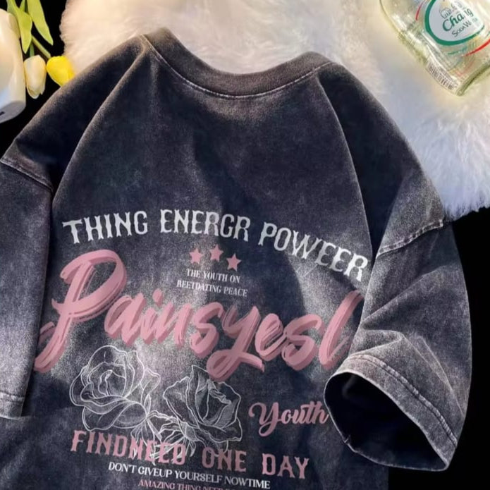 Gofret Wear Energr New Yıkamalı Oversize T-shirt